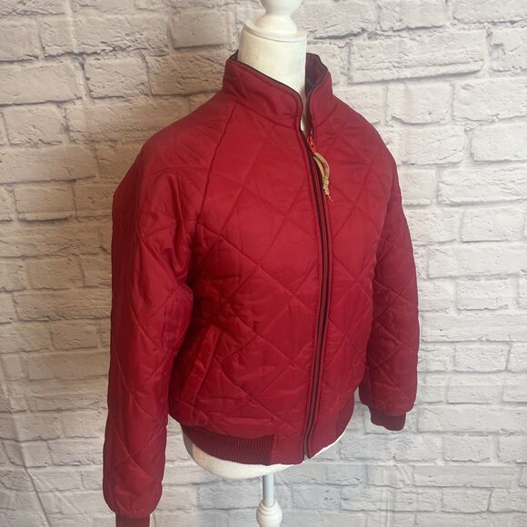 Zeka Of California Women’s Red Quilted Bomber Aviator Style Jacket Size Large - Picture 5 of 11